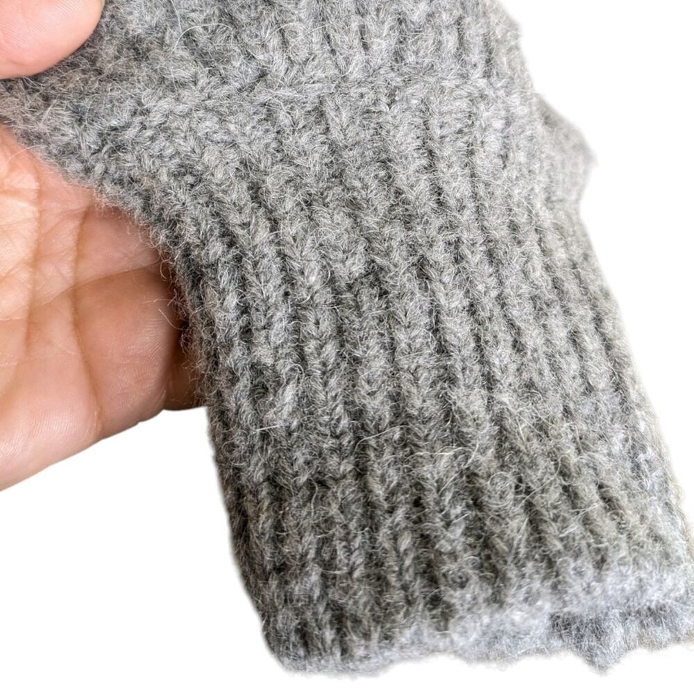 Meimeij Alpaca Mohair Cardigan Sweater Medium Ribbed Tunic Bubble Sleeve Gray - Picture 6 of 11